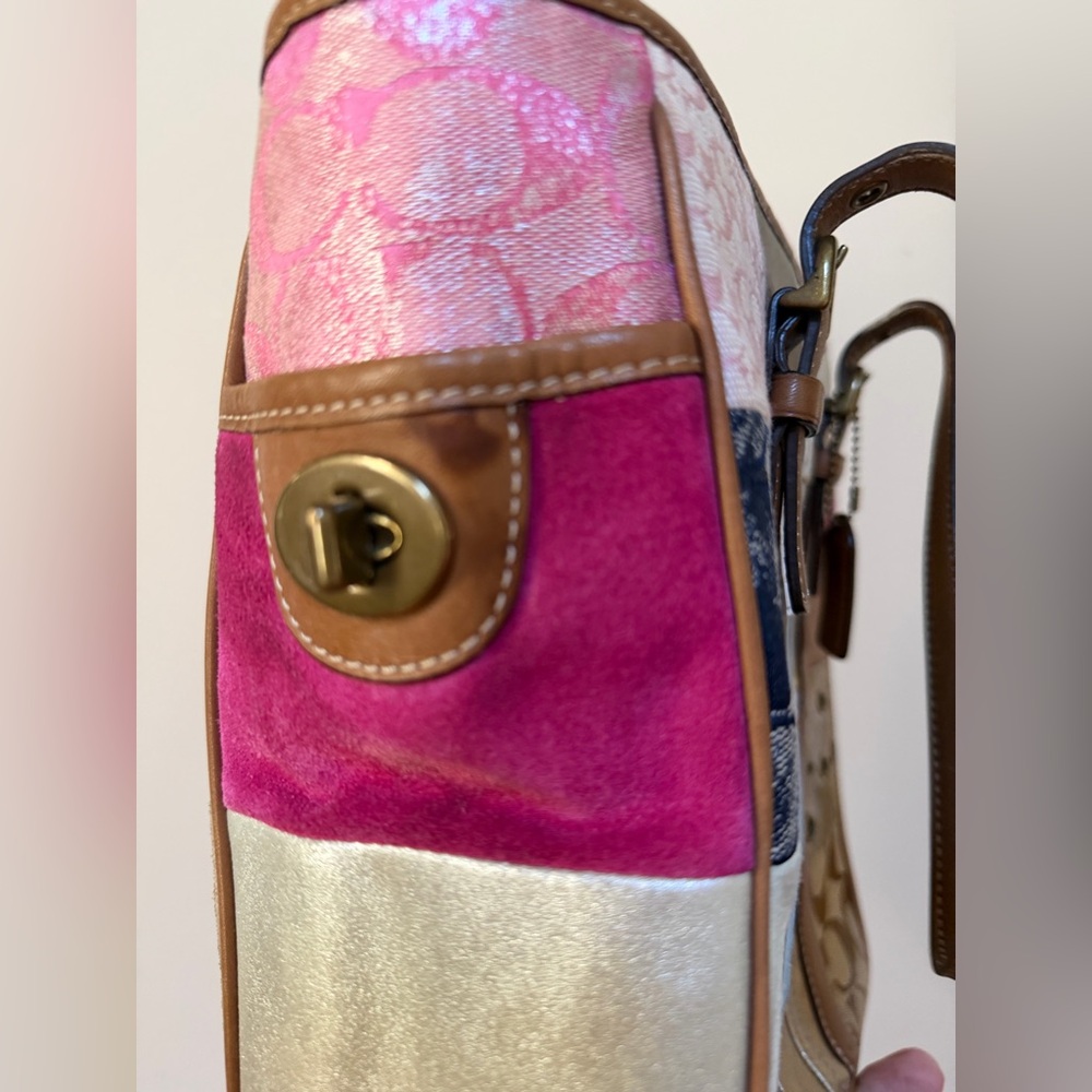 Coach Patchwork Purse Tote Bag Y2K /w Metallic & Suede Patches Serial BO6Q-10001 - Picture 10 of 12